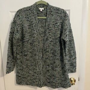 J. Jill Speckled Green open Cardigan Sweater